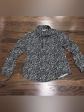 Chico's Black and White Athletic Half Zip Pullover